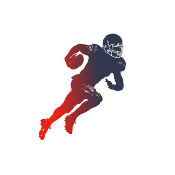 recommend clip art: silhouette American football player. Vector illustration.
                    
