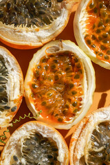 fresh passion fruit, Passiflora ligularis, sweet granadilla or grenadia