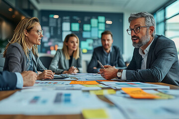 Fototapeta premium Business Meeting: Team Collaboration and Strategic Discussion