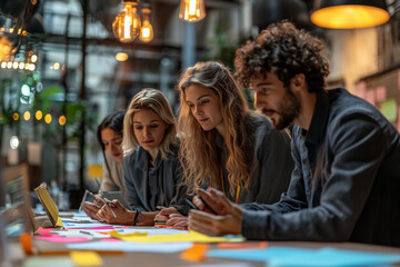 Fototapeta premium Teamwork and Brainstorming: A Creative Business Meeting