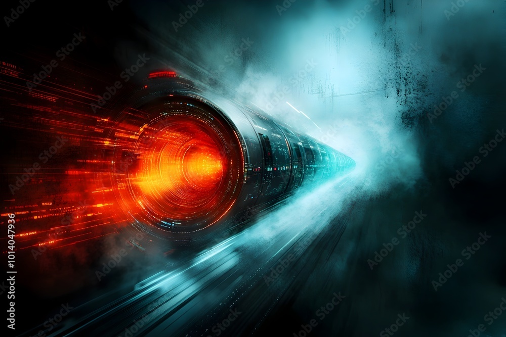 Poster surreal and data driven depiction of a futuristic smart transit system featuring an organic mesh of 