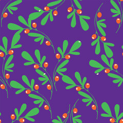 Vibrant pattern featuring cream branches with coral berries against a pink background.