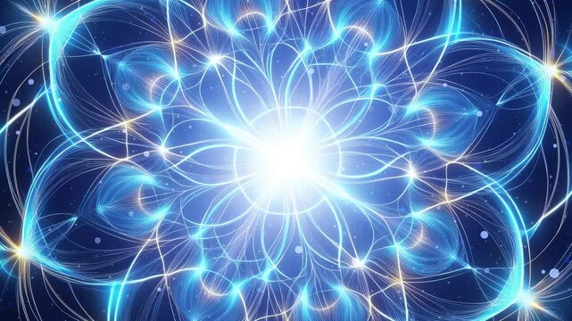 Mystical Mandala Lotus Flower &ndash; Rotating Neon Patterns Representing Cosmic Consciousness and Awakening, Perfect for Meditation and Spiritual Zen