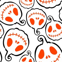 Halloween cute pumpkins seamless monsters pattern for wrapping paper and fabric
