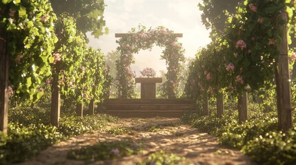 Romantic Vineyard Wedding: Ray Tracing Epic Concept Art