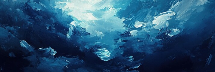  Chaotic, overlapping brush strokes in various shades of blue, forming a dynamic abstract background