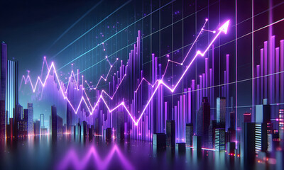 Futuristisches Diagramm mit Pfeilen zur digitalen Transformation, abstrakter Technologiehintergrund. Große Datenmengen und Unternehmenswachstum, Währungsbestand und Investitionswirtschaft
