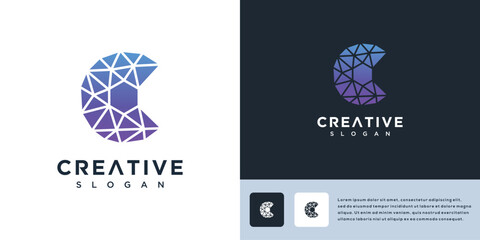 Abstract technology letter C sign logo vector illustration.