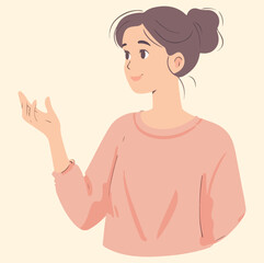 A woman gesturing with hand illustration