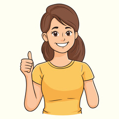 A woman doing thumbs up concept illustration