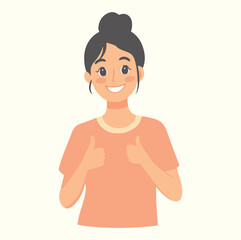 A woman doing thumbs up concept illustration