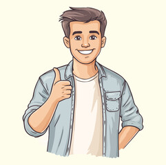 A man doing thumbs up concept illustration