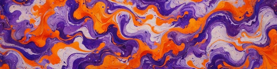 A marbled paper design in vibrant purples and oranges, with swirling patterns that radiate energy and movement, Generative AI