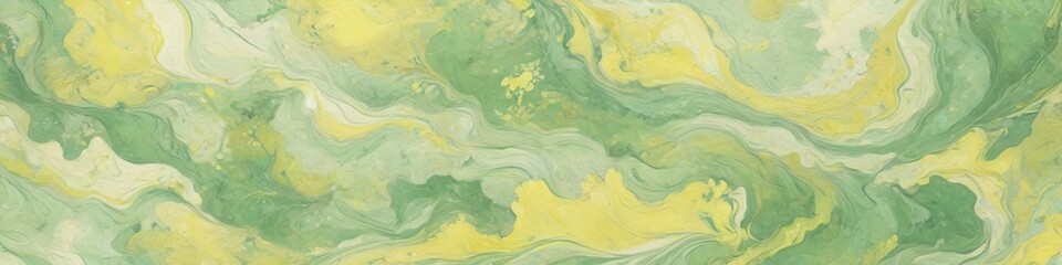 A calming marbled paper design in soft greens and pale yellows, with gentle flowing lines that evoke the serenity of a quiet meadow, Generative AI
