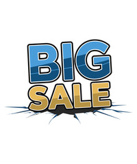 Big Sale Text with Cracks: Bold Commercial Illustration