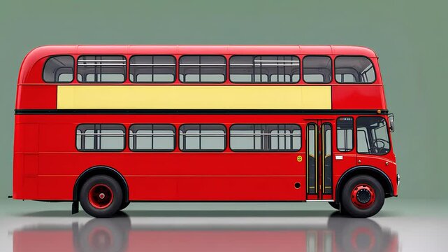 Classic Red Double-Decker Bus Isolated on Green Background


