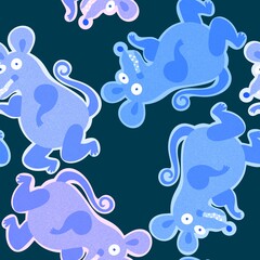 Cartoon animals seamless retro mouse pattern for fabrics and linens