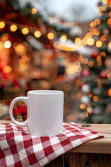 Obraz premium Christmas mockup white mug on christmas background