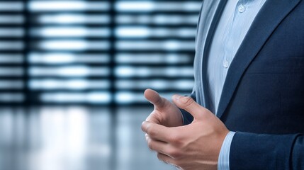 A businessman executive in deep thought, surrounded by floating digital interfaces showing real-time analytics and futuristic data projections,