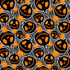 Halloween cute pumpkins seamless monsters pattern for wrapping paper and fabric