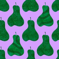 Autumn fruit seamless watercolor pears pattern for fabrics and linens
