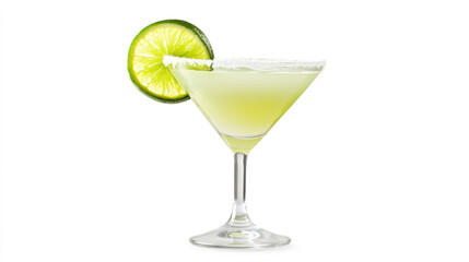 Fototapeta premium Refreshing Lime Cocktail in a Martini Glass on a Transparent Background