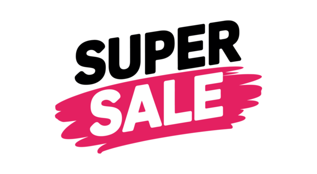 Super Sale Promotional Banner with Bold Text and Highlighted Emphasis