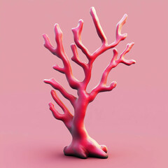 Obraz premium 3D Coral Branch Icon: Marine and Coral Reef Part Illustration Logo