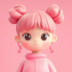 Obraz premium 3D Doll Icon: Toy and Childhood Friend Illustration Logo