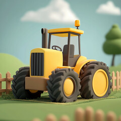Obraz premium 3D Farm Equipment Icon: Agricultural Machinery Tool Illustration Logo