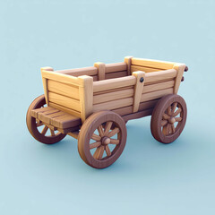 Fototapeta premium 3D Farm Wagon Icon: Agricultural Transport Cart Illustration Logo