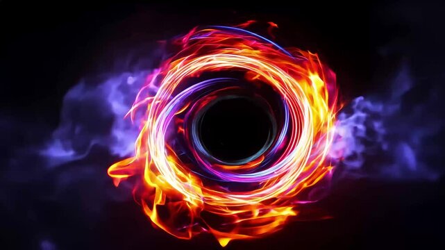 abstract plasma ring animation iridescent multicolored particles evokesense magic energy inseamless loop 4K many-coloured particle raging fire science fiction