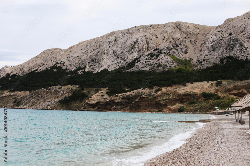 Wall mural Croatia, Krk island. sea in autumn. vacation by the sea