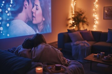 Obraz premium Romantic Movie Night with a Projector