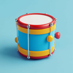 3D Miniature Drum Icon: Small Percussion Instrument Illustration Logo
