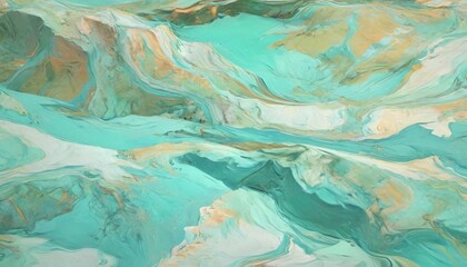 Rich aquamarine and soft seafoam green blend harmoniously, evoking the calmness of a serene lake at sunrise, Generative AI