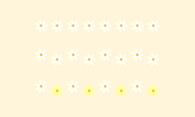 Daisy flower collection. Floral divider border frame decoration. Suitable for poster, card, invitation, flyer. Flat decorative vector design isolated illustration.