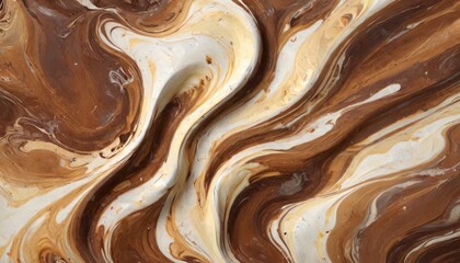 Smooth mocha brown and rich vanilla create a delectable design that embodies the indulgence of coffee desserts with polished lacobel highlights, Generative AI