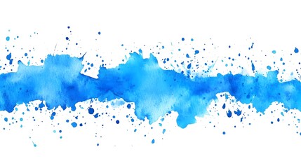 Obraz premium Watercolor stain with blue paint splatter, featuring a vibrant, abstract design with dynamic splatter effects