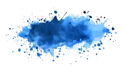 Watercolor stain with blue paint splatter, featuring a vibrant, abstract design with dynamic splatter effects