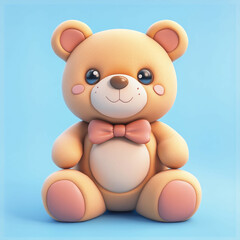 Obraz premium 3D Stuffed Bear Icon: Soft Toy and Cuddly Friend Illustration Logo