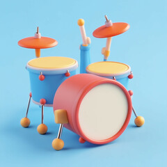 3D Toy Drum Set Icon: Children's Play and Musical Fun Illustration Logo