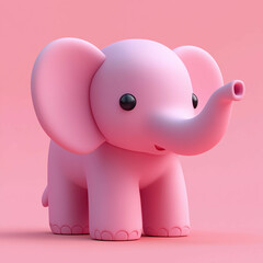3D Toy Elephant Icon: Children's Play and Safari Fun Illustration Logo