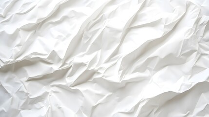 Obraz premium Wet crumpled white paper texture, showcasing a wrinkled and slightly translucent appearance with subtle water stains and creases