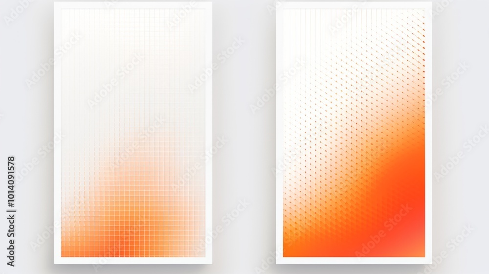 Wall mural set of 2 frame abstract orange gradient poster background vector set. modern cover template with ora