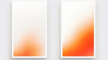 set of 2 frame Abstract orange gradient poster background vector set. Modern cover template with orange and white perspective geometric prism shape, halftone dot.