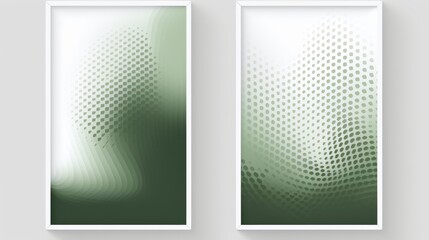 Modern Abstract Sage Olive Gradient Poster Background Set Featuring Geometric Prism Shapes and Halftone Dots, Perfect for Social Media, Banners, and Ads.

