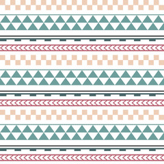 Vector ethnic boho seamless pattern in maori style. Geometric border with decorative ethnic elements. Pastel colors horizontal pattern.