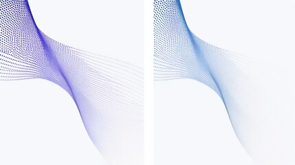 set of 2 frame Abstract violet gradient poster background vector set. Modern cover template with violet and white perspective geometric prism shape, halftone dot. 