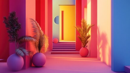 Colorful Interior Design with Plants
